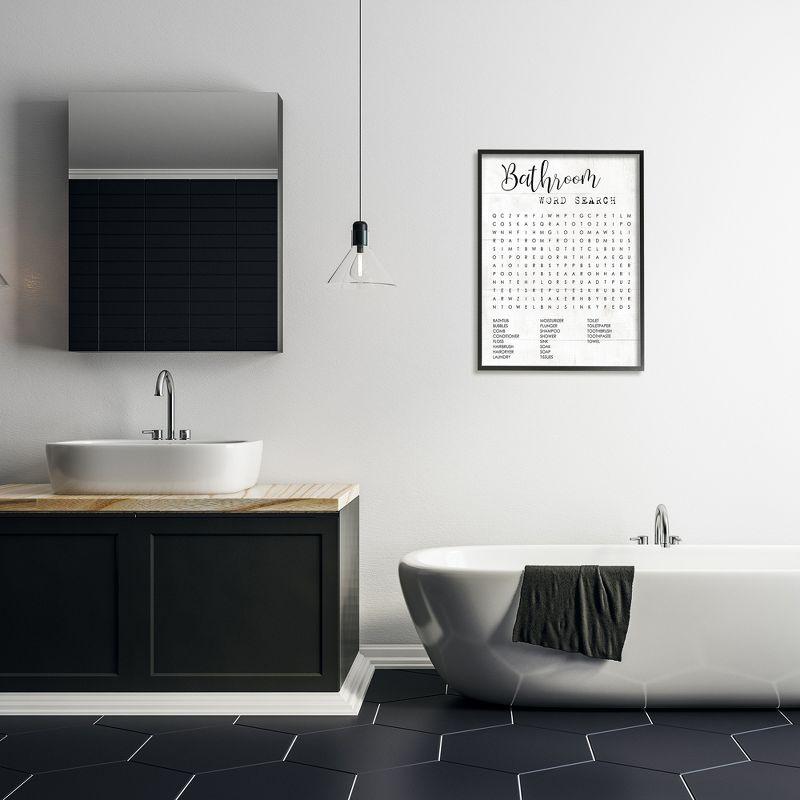 Stupell Industries Bathroom Word Search Fun Family Word Design Black Framed Giclee, 24 x 30