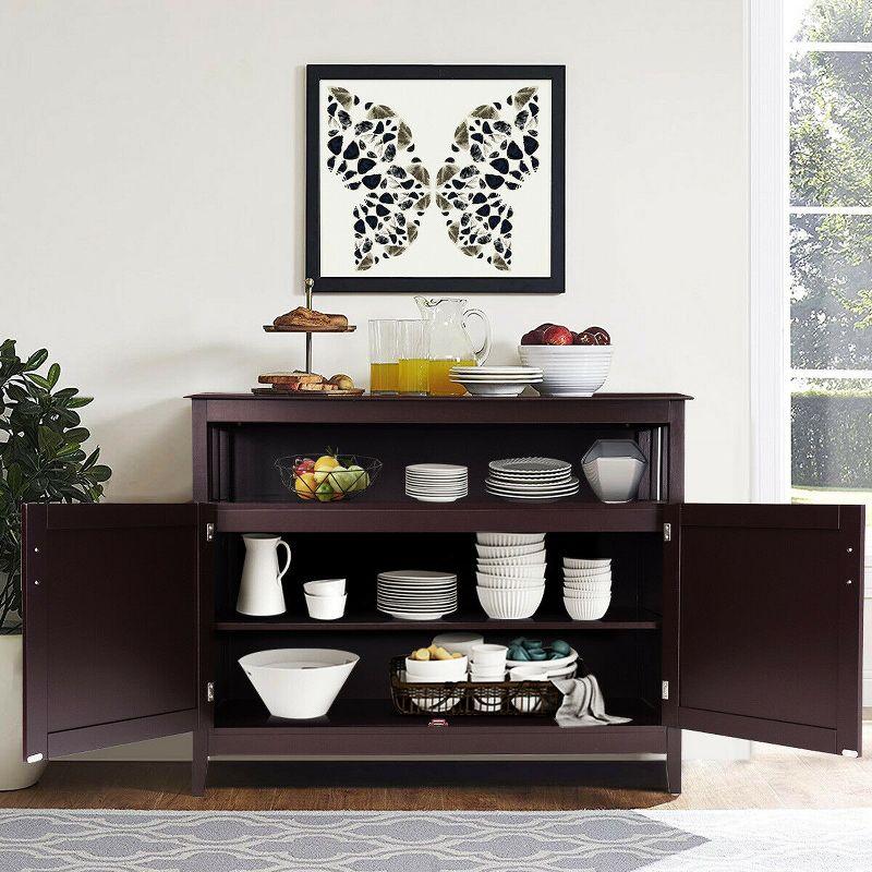 Costway Modern Kitchen Storage 36" Height Cabinet Buffet Server Table Sideboard Dining Wood Brown