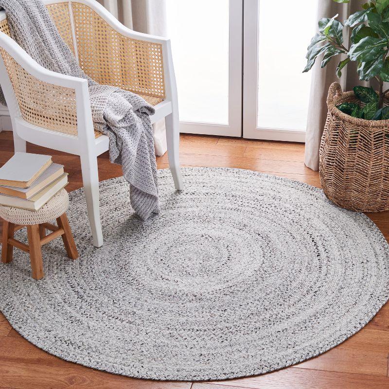 Gray Round Handmade Braided Reversible Area Rug