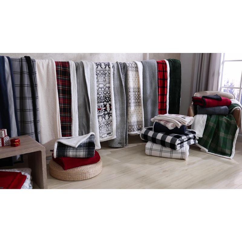 Eddie Bauer Printed Plush Fleece/Sherpa Throw Blankets