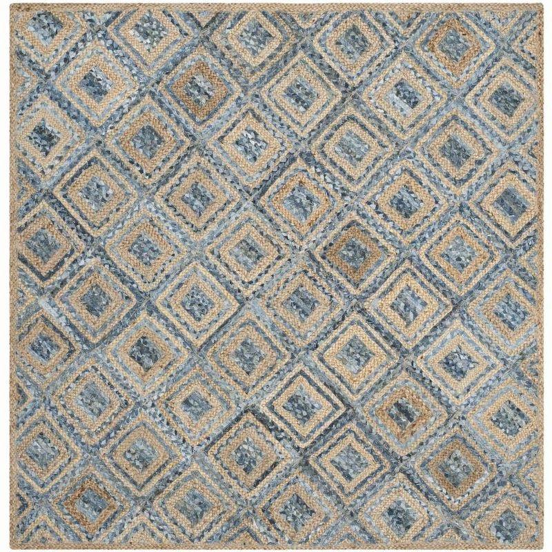 Cape Cod CAP354 Woven Indoor Area Rug - Natural/Blue - 8'x8' - Safavieh