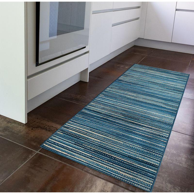 Liora Manne Marina Stripe Indoor/Outdoor Rug Black 1'11" x 7'6"