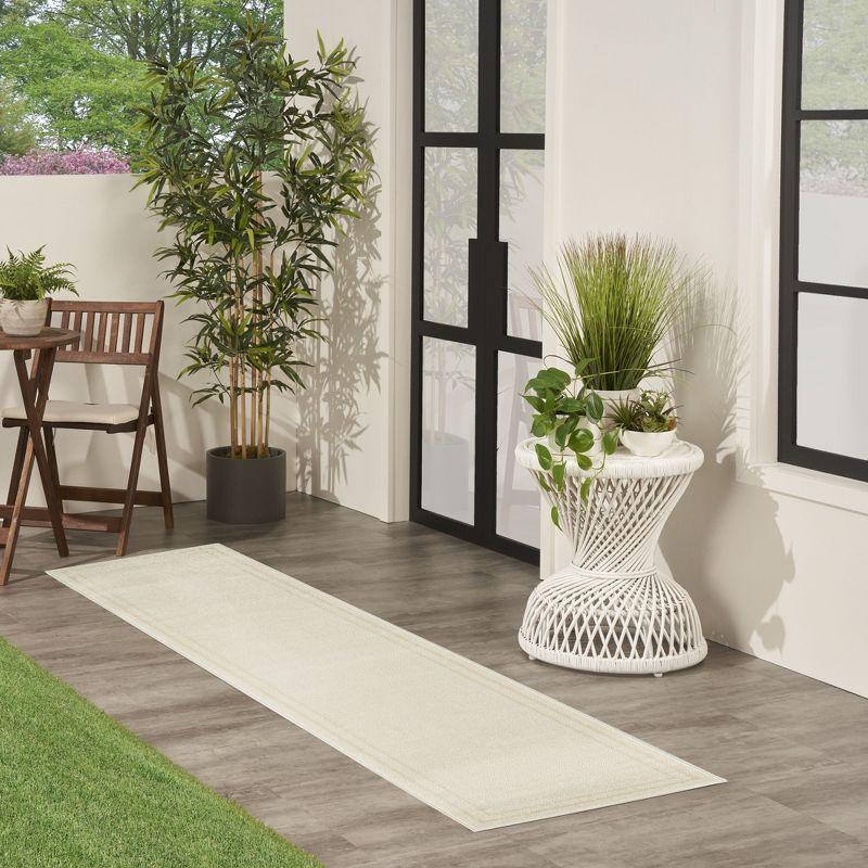 Nourison Essentials 2' x 6' Ivory Gold Contemporary Bordered Indoor/Outdoor Area Rug