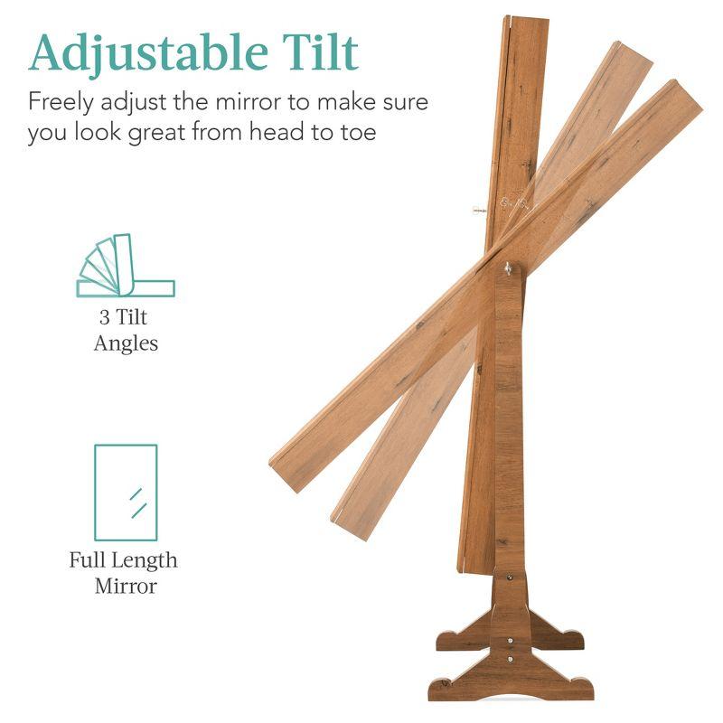 Best Choice Products Jewelry Armoire Cabinet, Full Length Mirror w/ Velvet Storage Interior, Lock - Rustic Brown