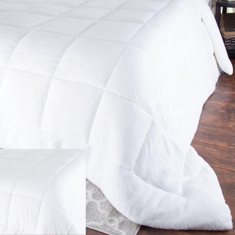 White Twin Reversible Down Alternative Comforter with Microfiber