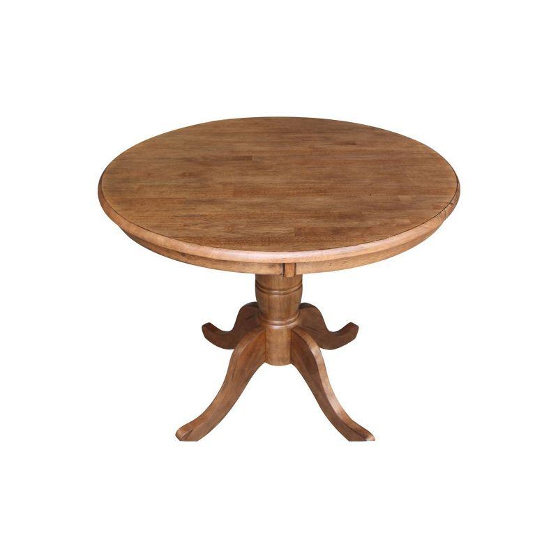 Elegant Distressed Oak Round Pedestal Dining Table, 39"