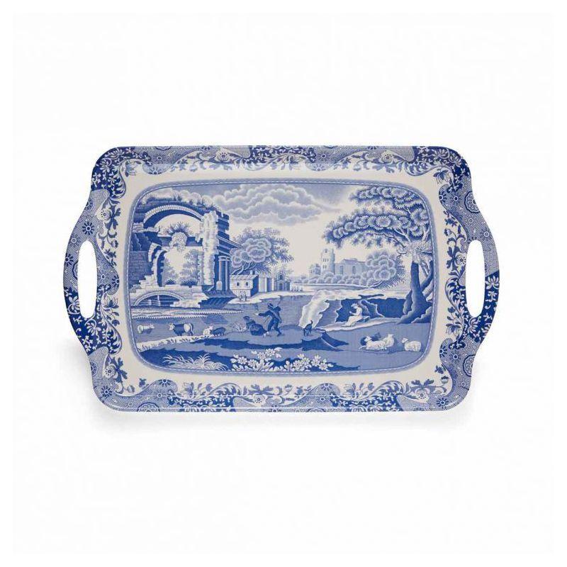 Pimpernel Blue Italian Large Melamine Hndld Tray 18.9 X11.6"