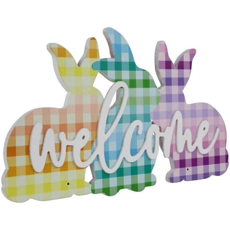 Northlight Gingham Bunnies Welcome Easter Wall Sign - 13.75"