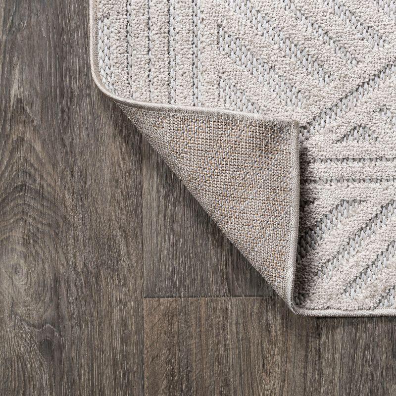 5'x8' Jordan High-Low Pile Art Deco Geometric Indoor/Outdoor Area Rug, Beige - JONATHAN Y