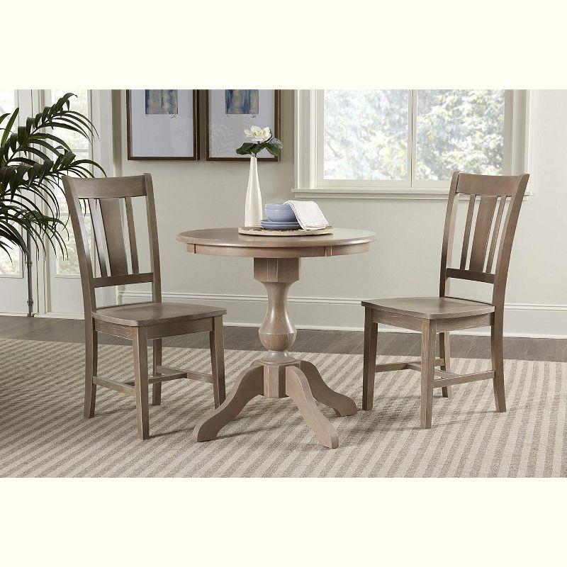 Washed Gray Taupe Solid Wood 30" Round Dining Set with 2 Chairs