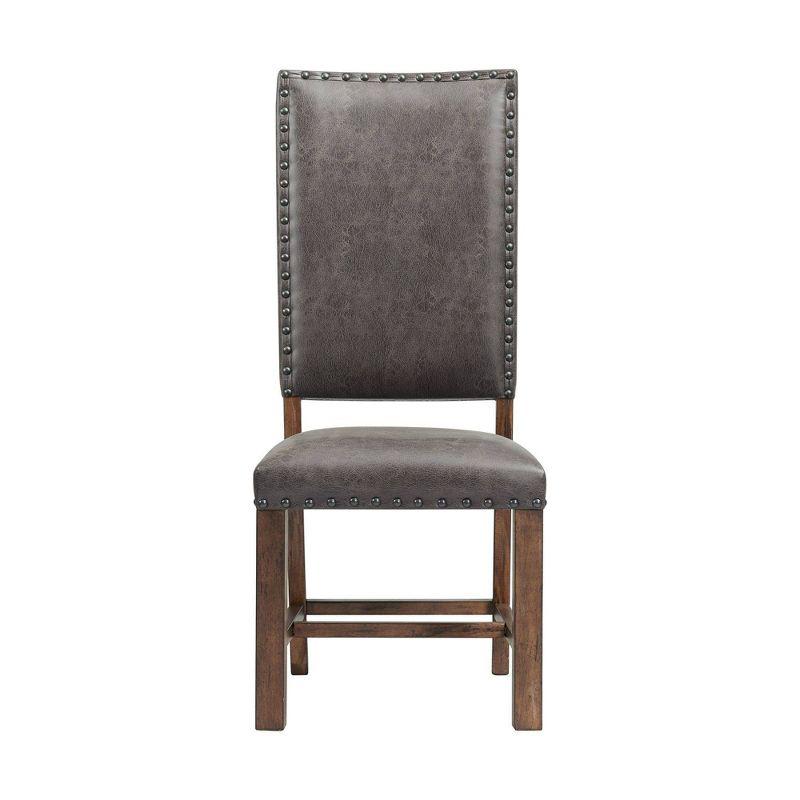 Set of 2 Hayward Tall Back Side Chair Set Walnut - Picket House Furnishings: Rubberwood Frame, Faux Leather