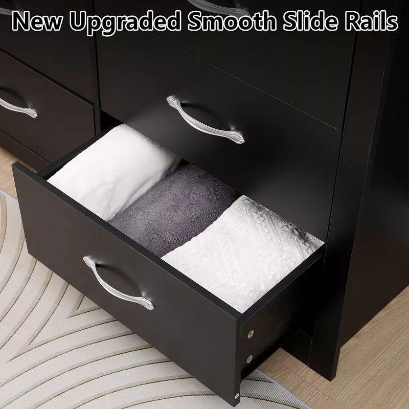 SUGIFT Double Dressers for Bedroom Modern Wood Storage Chest of 6 Drawers, Black