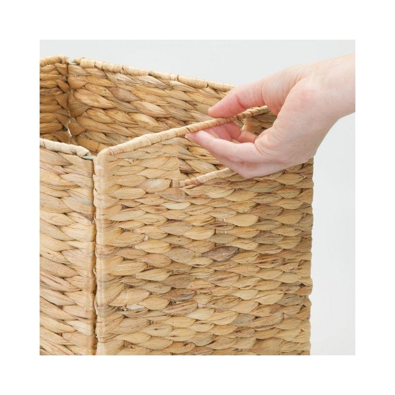 mDesign Hyacinth Woven Cube Bin Basket Organizer, Handles, 6 Pack, Natural/Tan