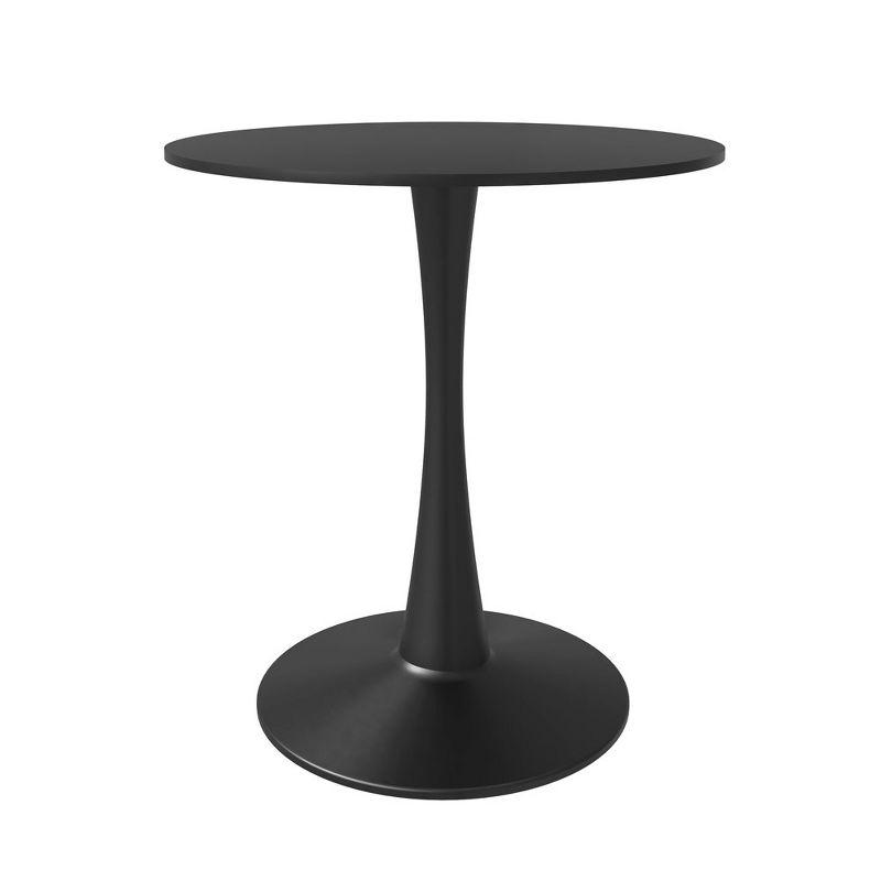 LeisureMod Round Dining Table 27" MDF Wood Tabletop in Black Steel Bistro Series