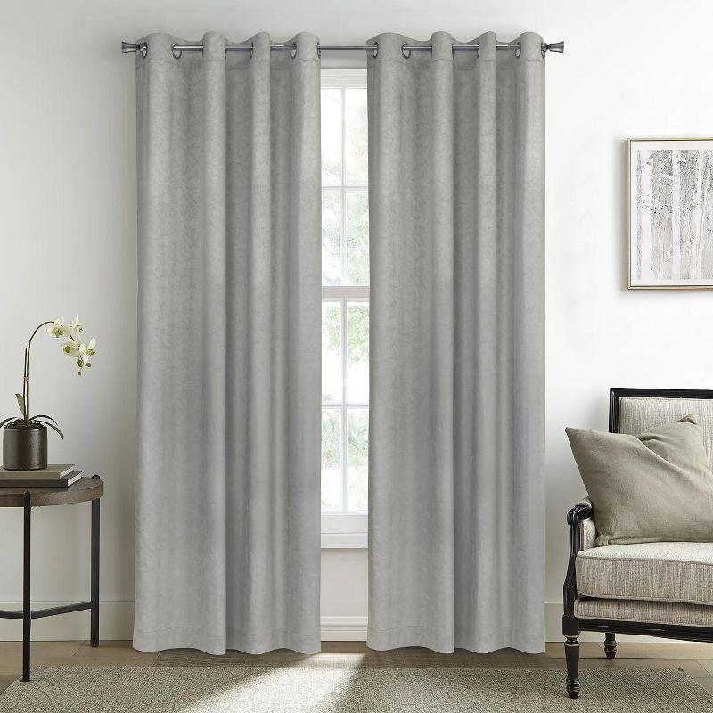 Bristol Gray Velvet Room-Darkening Grommet Curtain Panel 52" x 84"