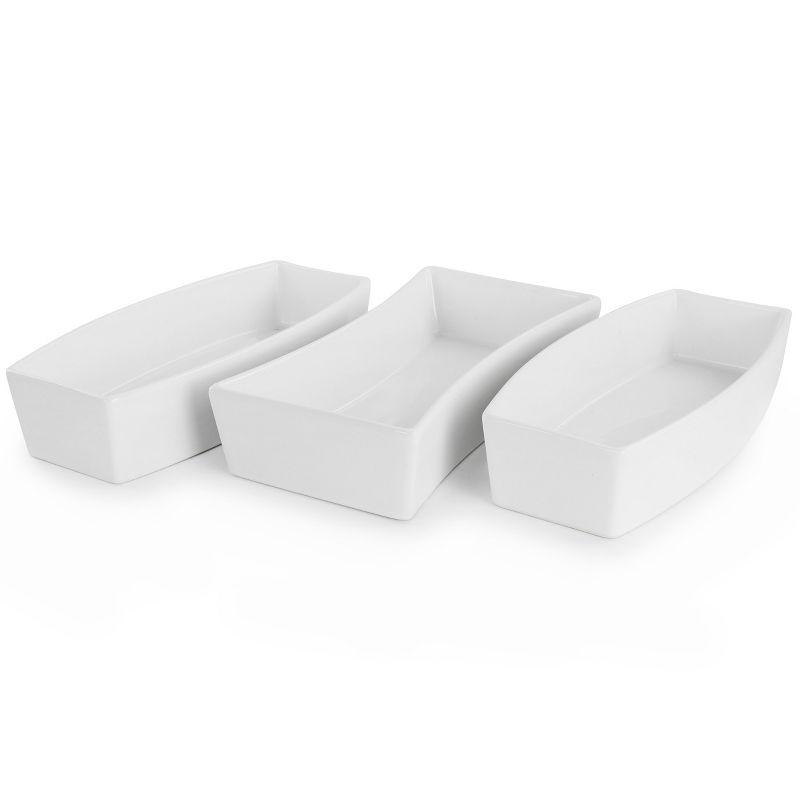 Gibson Elite Gracious Dining 4 Piece Stoneware Tidbit Dish With Metal Rack Serving Set In White