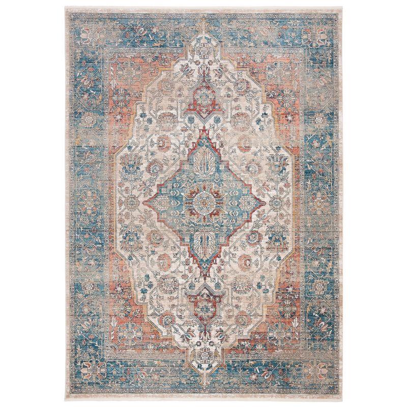 Elegant Ivory Synthetic 3' x 5' Hand-Knotted Area Rug