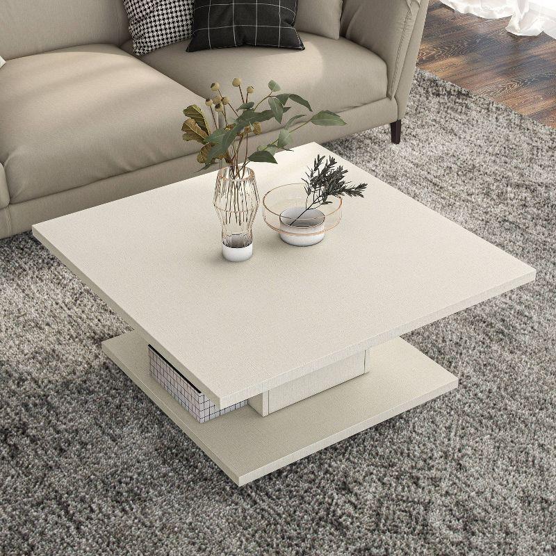 24/7 Shop At Home Traci 31" Square Coffee Table: Modern Design, Pedestal Base, MDF & Veneer