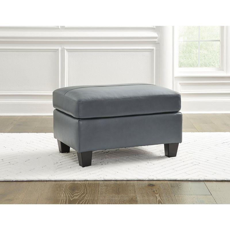 Signature Design by Ashley Contemporary Genoa Ottoman Leather Steel