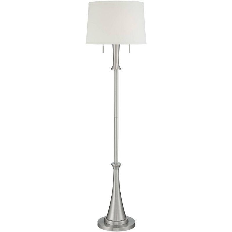 Karl 63" Brushed Nickel Floor Lamp with White Drum Shade