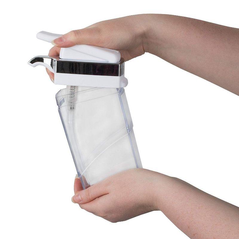Casabella Sink Sider Duo Soap Dispensers with Sponge, for Dish & Hand Soap, Chrome Plating, White