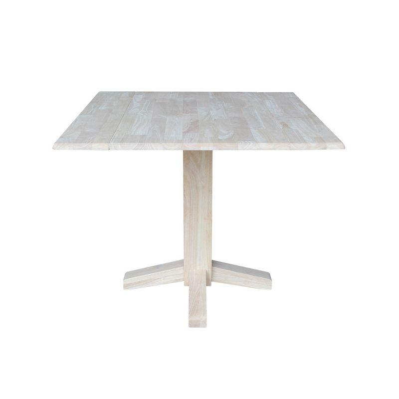 Transitional Solid Wood 36" Square Extendable Dining Table - Unfinished