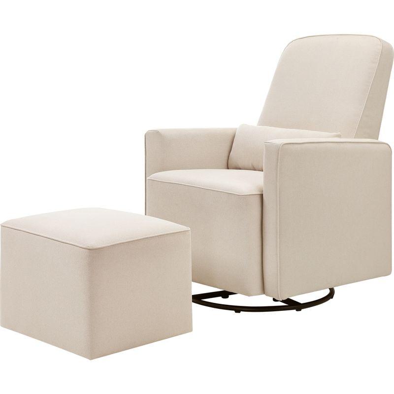 Cream Comfort Swivel Glider & Ottoman with Lumbar Support