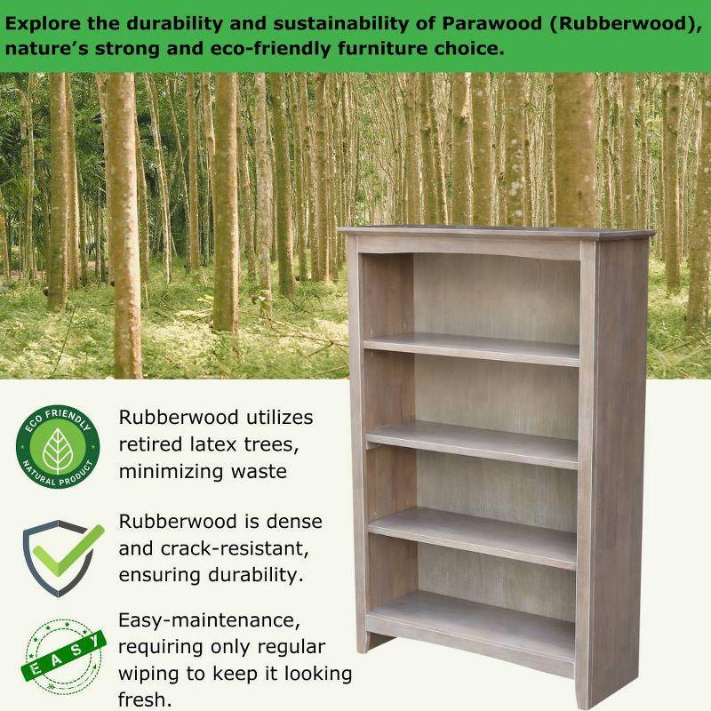 48" Shaker Bookshelf Washed Gray/Taupe - International Concepts: Solid Wood, 3-Shelf Storage