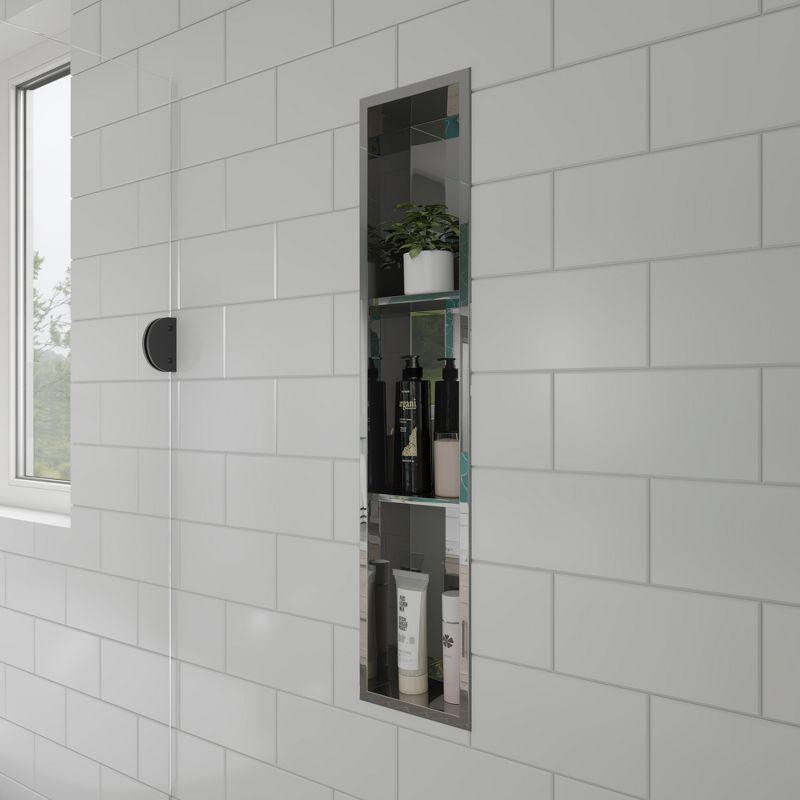 Vertical Stainless Steel Triple Shower Niche