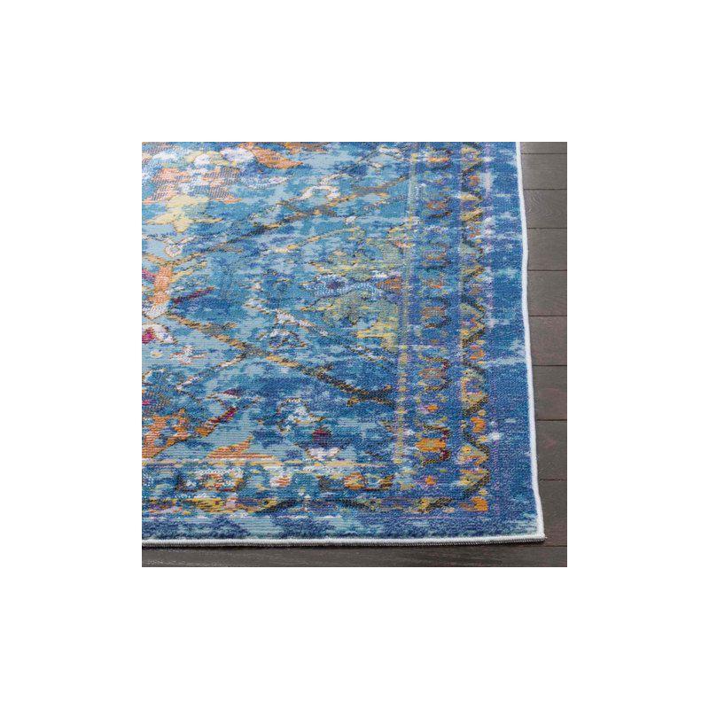 Reversible Blue Synthetic 9' x 12' Easy Care Area Rug