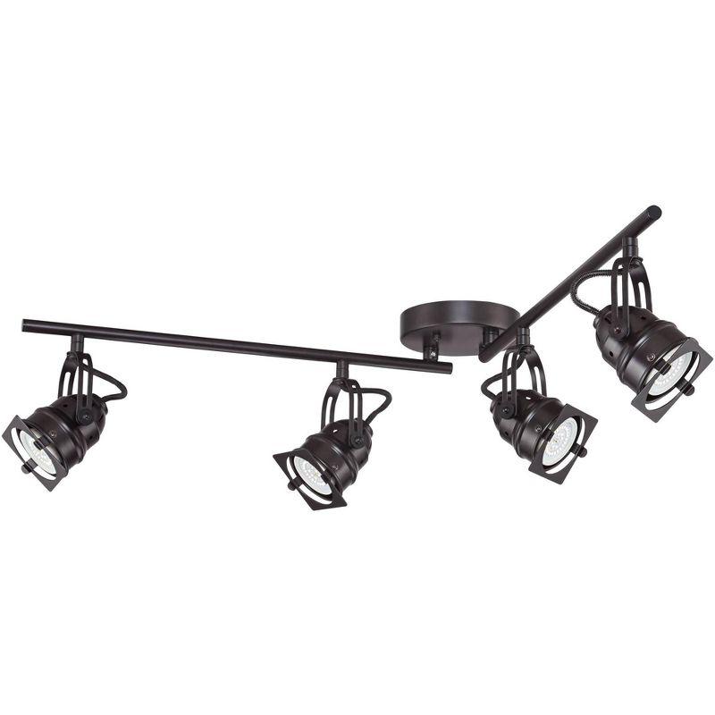 Pro Track Hamilton 4-Head LED Ceiling Track Light Fixture Kit Swing Arm Spot Light GU10 Black Bronze Finish Modern Kitchen Bathroom 23 1/4" Wide