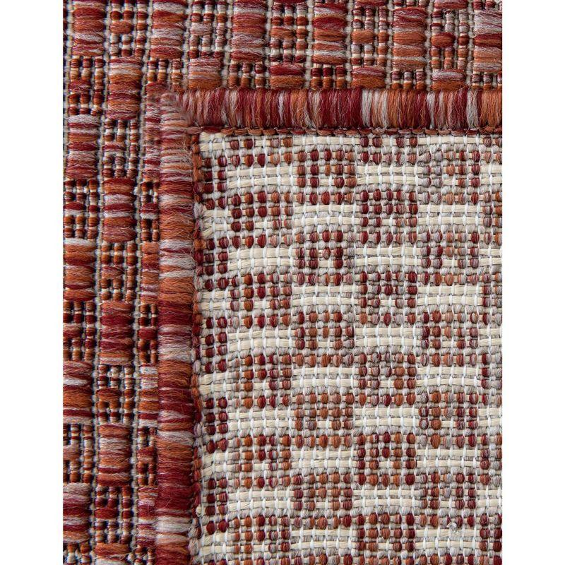 Rust Red Synthetic 4' x 6' Reversible Outdoor Rug