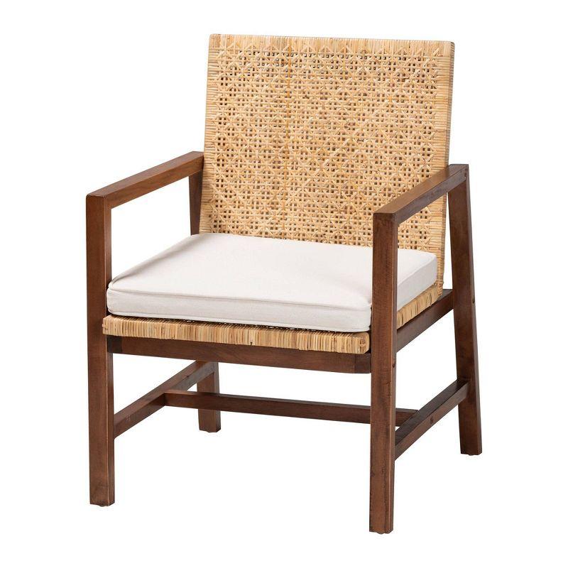 bali & pari Lovina Rattan and Acacia Wood Arm Chair Light Honey/Light Brown