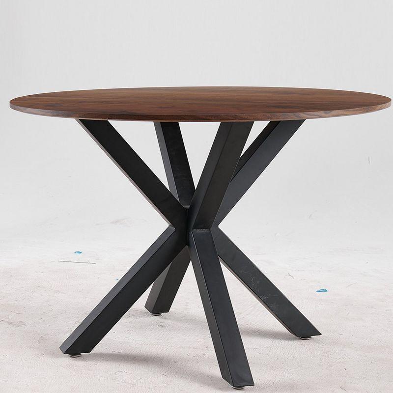 Dining Table, Mid Century Modern Kitchen Table For 4-6 People With Round MDF Table Top & Cross Metal Legs, Leisure Coffee Table