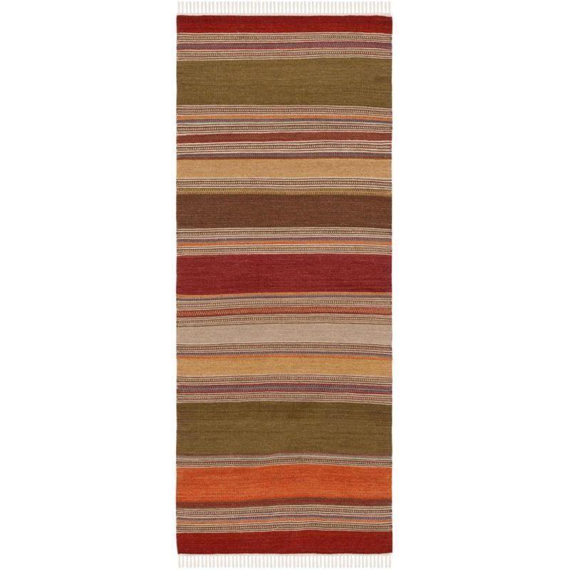 Striped Kilim STK317 Hand Woven Runner Rug - Green - 2'3"x6' - Safavieh.