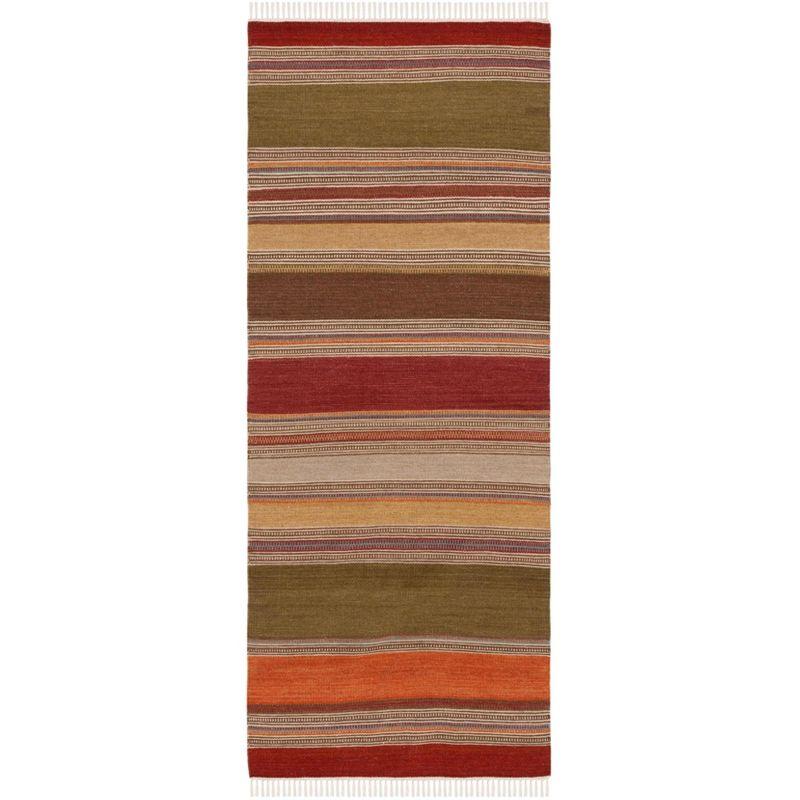 Handmade Multicolor Wool Striped Kilim Runner Rug