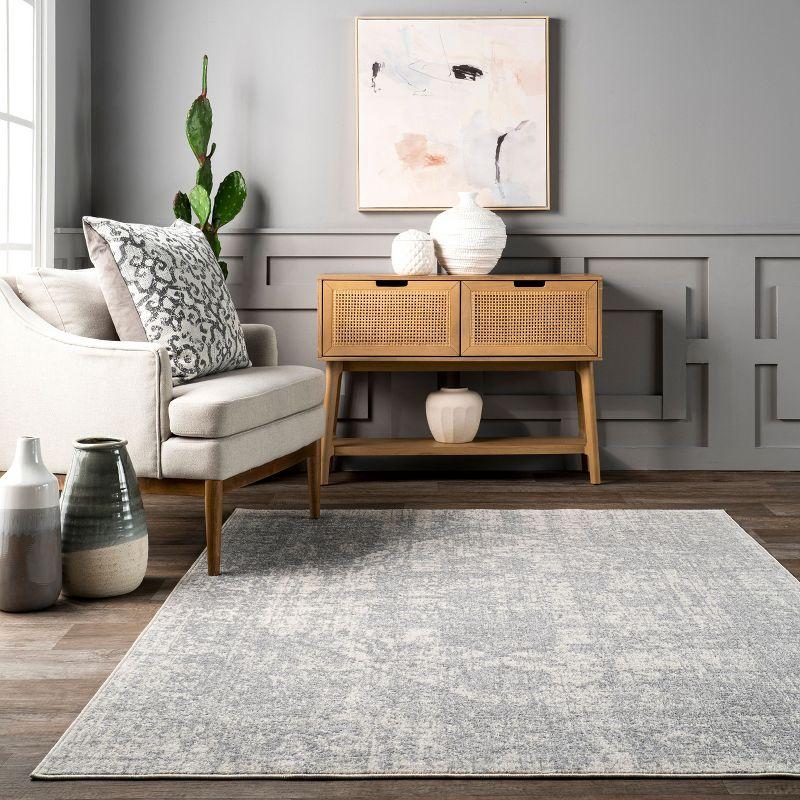 Nuloom 4x6 Justine Vintage Medallion Indoor Area Rug, Grey, Faded Persian Design, Stain Resistant, BedroomLiving Room, Kitchen,