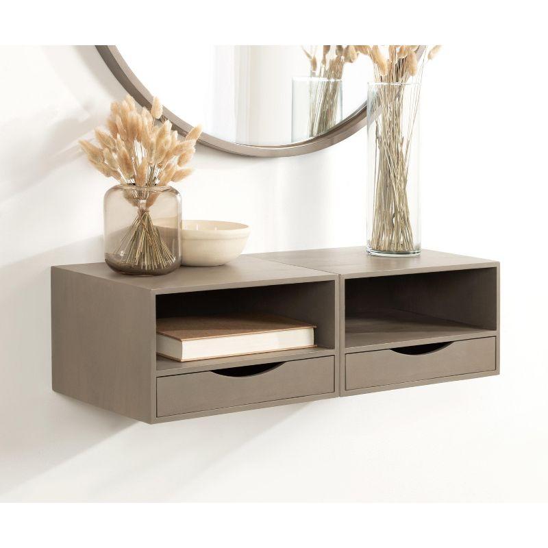 Kate and Laurel Hutton Rectangle Wood Floating Side Table, 12.5x10x7, Gray