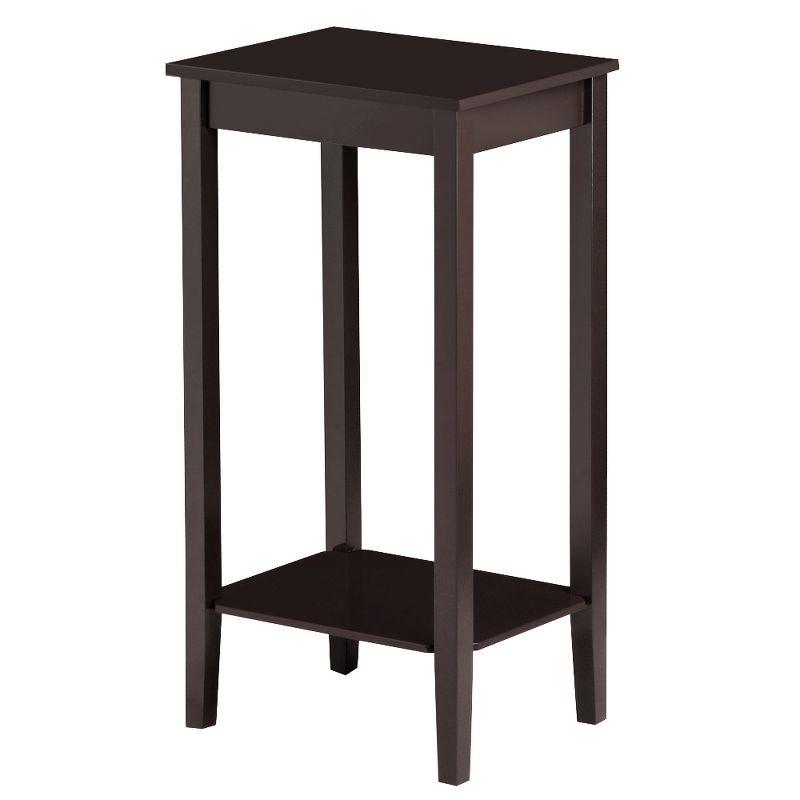 Dark Coffee Solid Wood Minimalist End Table with Shelf