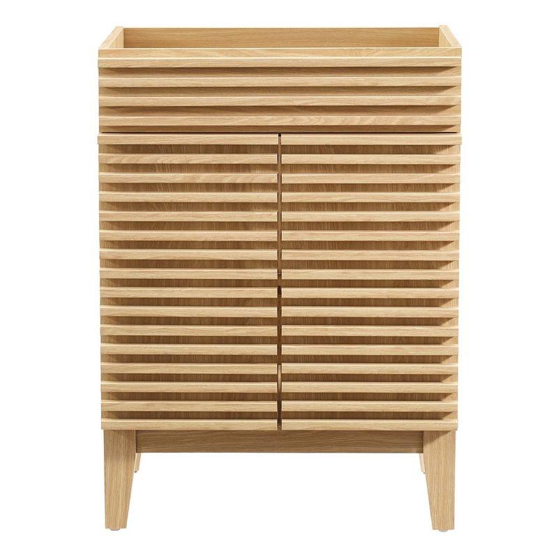 Modway Render Wood Bathroom Vanity Cabinet – Modern Style in Oak Finish with Slatted Door Design