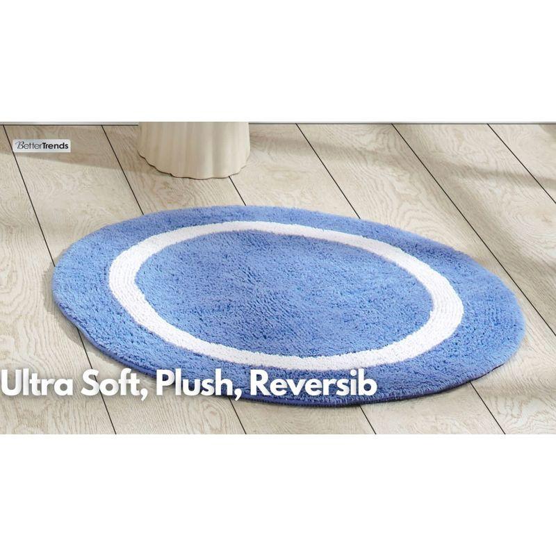 Hotel Collection Plush Reversible Striped Blue/White Cotton Bath Rug Set