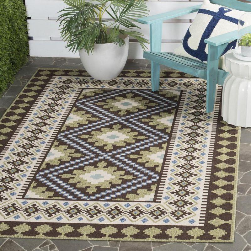 Reversible Chocolate and Green Synthetic 5' x 7' Outdoor Rug