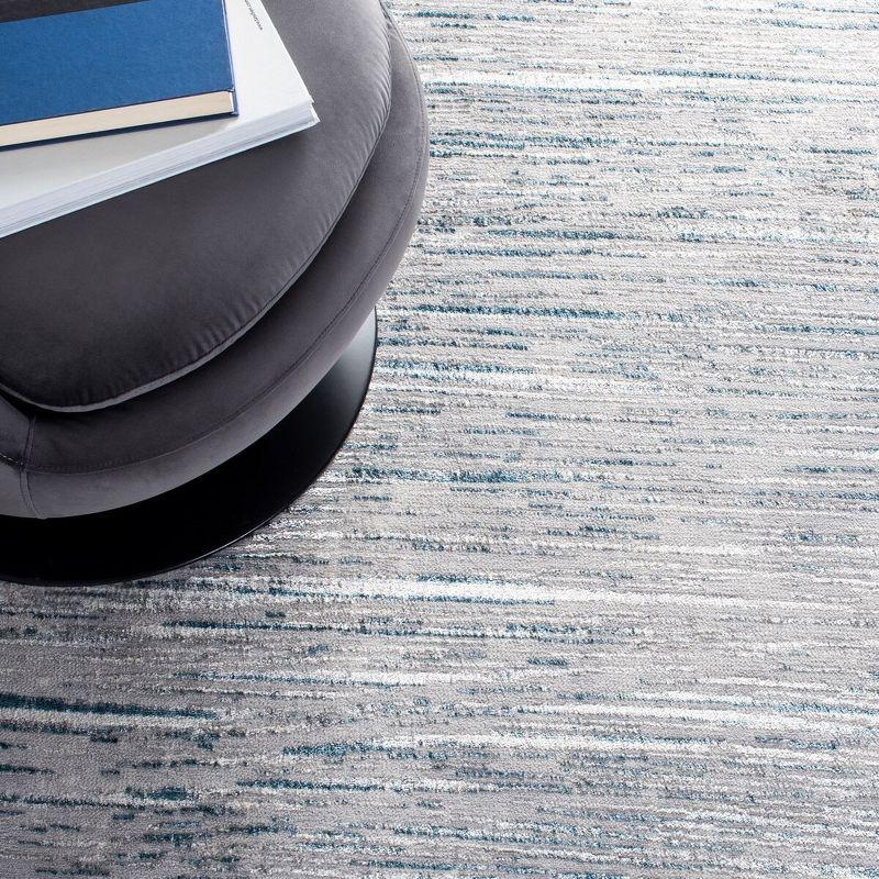 Blue and Gray Abstract Square Synthetic Area Rug