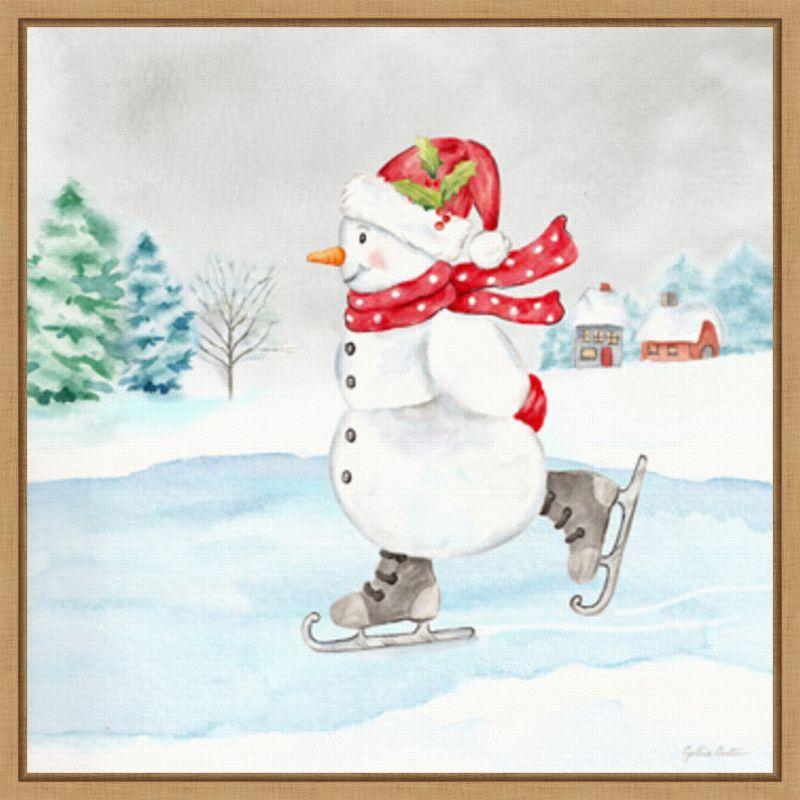 Let It Snow Blue Snowman Canvas Holiday Wall Art 22 x 22-in.