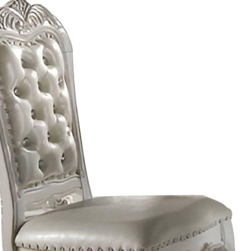 Acme Furniture 25" Dresden Dining Chair Fabric and Bone White Finish: Leather Upholstery, Wood Frame, Armrest, Spot Clean