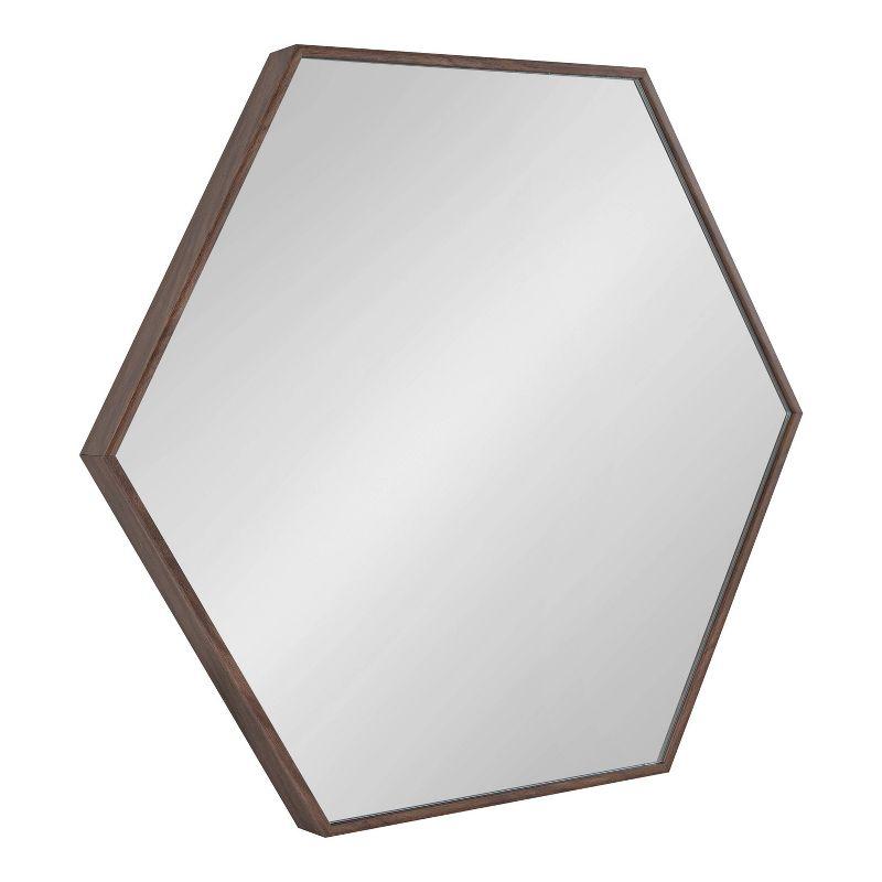22" x 25" Rhodes Hexagon Wall Mirror Walnut Brown - Kate & Laurel: Modern Plastic Frame, No Assembly Required