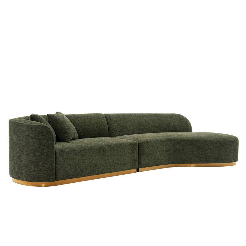 131.89" Daria Linen Upholstered Sofa Sectional with Pillows Olive Green - Manhattan Comfort