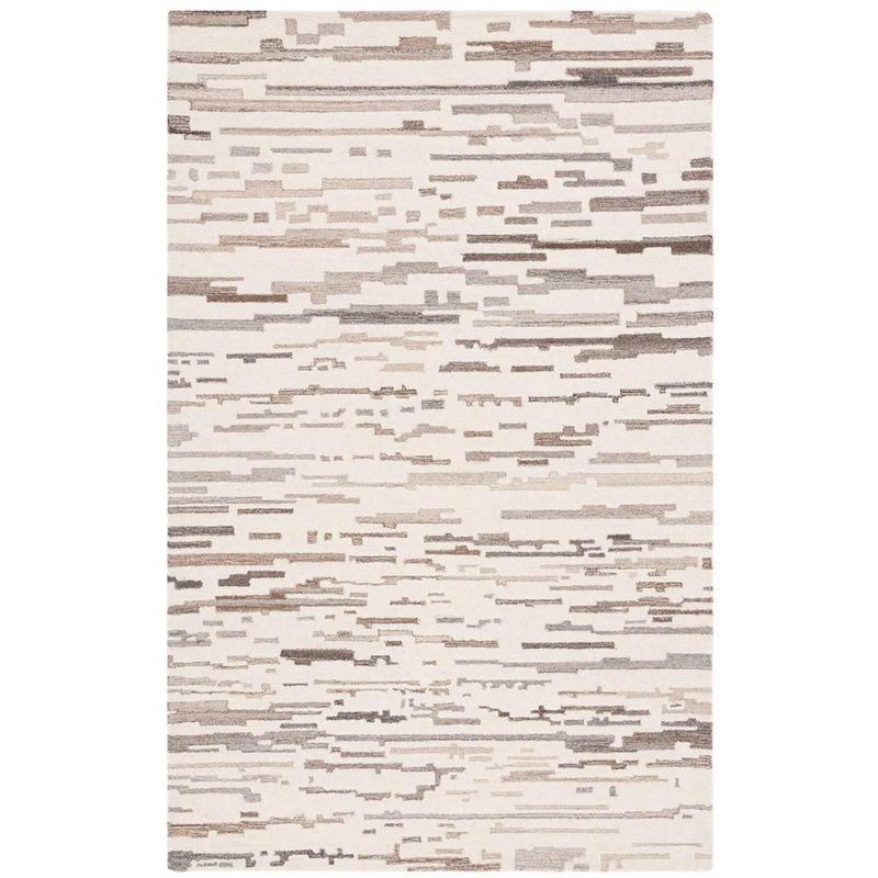 Ivory and Gray Hand Tufted Wool 4' x 6' Area Rug