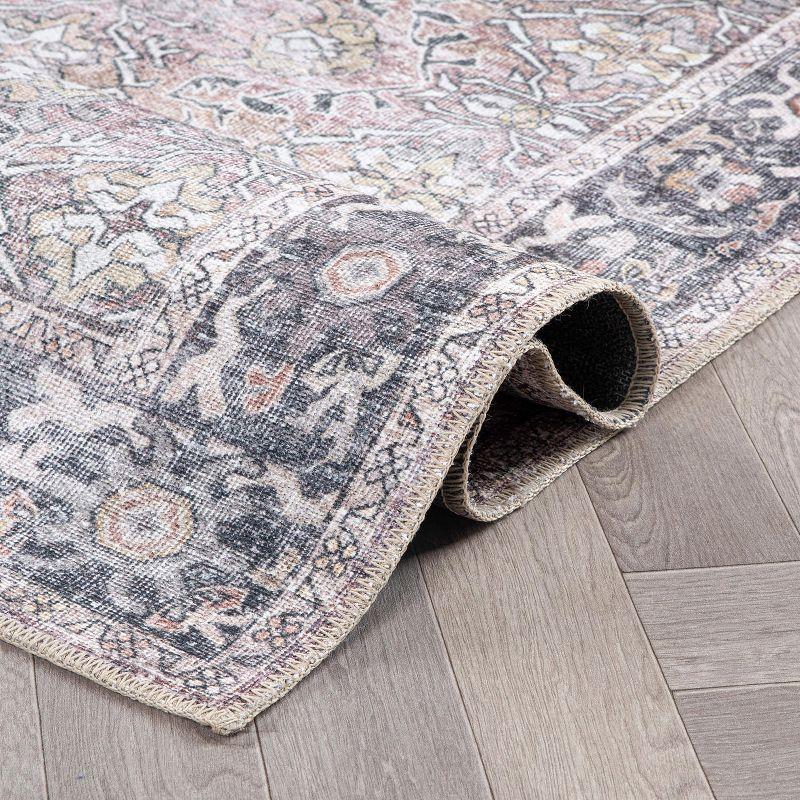 World Rug Gallery Vintage Distressed Machine Washable Non Slip Indoor Area Rug - OLIVE 2'x3'
