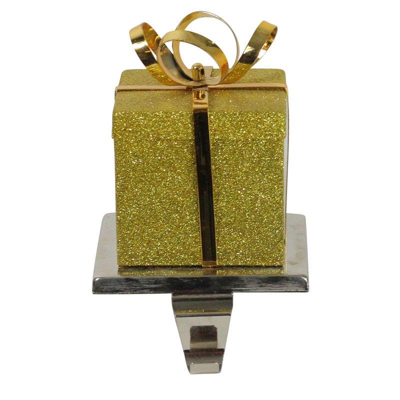 Gold Glitter Gift Box Christmas Stocking Hanger